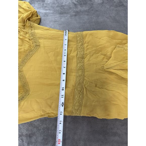 NWT By Anthropologie Mustard Ruffle V-Neck Midi Dress XS Viscose Boho Romantic - Picture 11 of 12